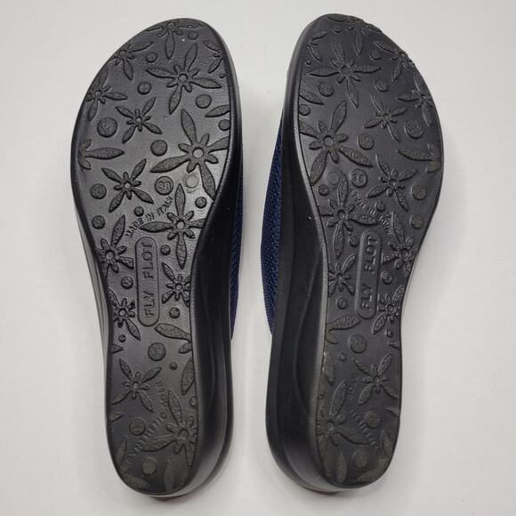 Fly Flot Navy Mesh Slide Sandals Made in Italy Anti-Shock Women's Sz 38 (US 7.5) - Picture 5 of 11